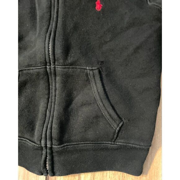 Polo Ralph Lauren size 4/4T black hooded jacket front zipper two side pockets - Picture 3 of 8